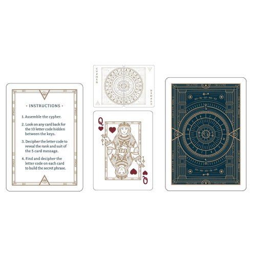 Bicycle Cypher Premium Black Playing Cards, Gold Foil, Encrypted Messages in Playing Cards, 1 Deck