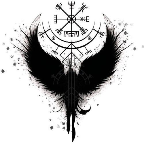Dopetattoo 6 Sheets Temporary Tattoo Helm of Awe Viking Symbol Viking Fake Tattoos Norse Wing Tattoos Neck Chest for Women Men Adults(No more Sticky)