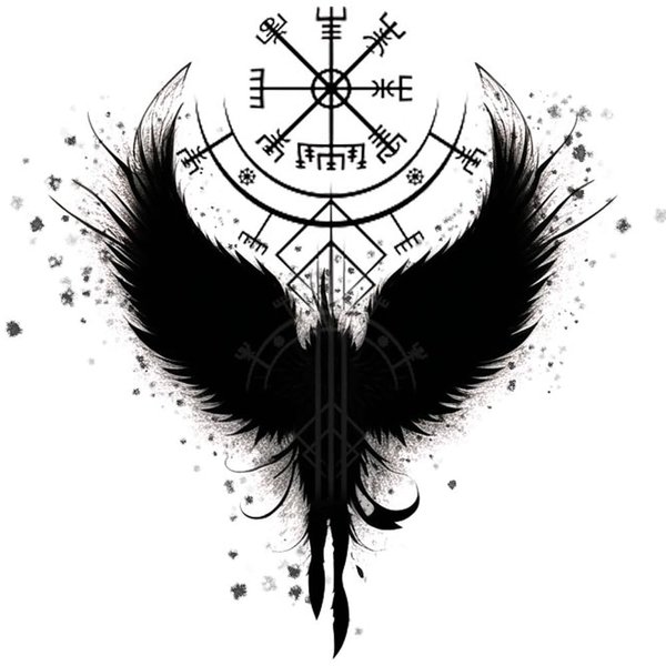 Dopetattoo 6 Sheets Temporary Tattoo Helm of Awe Viking Symbol Viking Fake Tattoos Norse Wing Tattoos Neck Chest for Women Men Adults(No more Sticky)