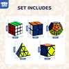 STEAM Life Speed Cube Set 5 Pack Magic Cube, Includes Speed Cubes 3x3, 2x2 Speed Cube, Pyramid Cube, Megaminx Cube Puzzle Cube Bundle for Kids & Adults, Stocking Stuffers for Boys