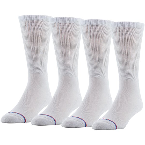 MediPeds womens Peds Crew With Non-binding Top Cushion 4 Pairs diabetic socks and shoe insoles, White, Men s 6-9 Women 7-10 US