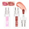 Mrettick 2PCS Magic Color Changing Lip Oil, Warm Change Moisturizing Lip Gloss Lip Oil Hydrating Lip Oil, Upgraded Long Lasting Nourishing Magic Big Brush Color Changing Lip Oil（Pink+Red）