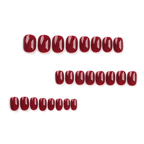 ANDGING Pure Red Press on Nails Square Short Fake Nails with Glue Acrylic Squoval Glue on Nails with Designs Gel Classy Manicure False Nail for Women Girls Stick ons Nails for Wedding Birthday JDFL88