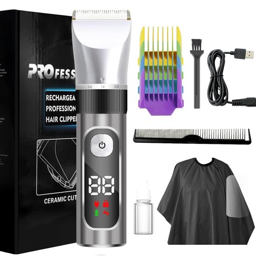 Anwiner Hair Clippers for Men, Spanrde Electric Hair Cutting Clippers, Professional Hair Cutting Kit, Cordless Hair Trimmer with Easy Color-Coded Guide Combs for Men, Women & Children