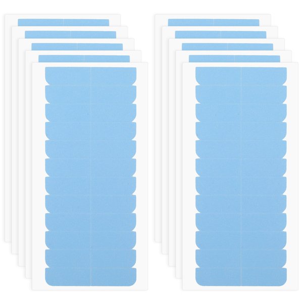 Mabor 120Pcs Tape for Hair Extensions, 1.58 x 0.32 Inch Double Sided Hair Tape Blue Adhesive Human Hair Tape for Replacement Tape, Wig Tape Beauty Tools