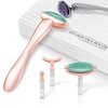 I·B·N G Jade Face Roller with 3 Interchangeable Heads, Facial Tools Face Rollers for Women, Face Massage Skin Care Beauty Tools (Green+Rose)