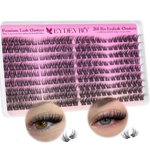 Wispy Lash Clusters Natural Eyelash Clusters Left & Right Fluffy Cluster Lashes 2 Styles Individual Lashes Cluster Eyelash Extensions 8-18mm Mixed DIY Lash Extensions by EYDEVRO
