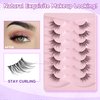 Lashes Half Eyelashes 14mm False Eyelashes Natural Cat Eye Lashes Wispy Eyelashes with Thin Band 3D Volume False Lashes C Curl Natural Eyelashes Soft Strip Lashes Pack 7 Pair EVENTILL