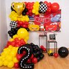 ALL-IN-1 Cars Balloon Garland Kit & Arch with BONUS Trophy & Number 2 - Race Car Balloons for Lightning McQueen Race Car Birthday Party Supplies & Boy Cars Theme Birthday Party Decorations
