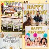 3 otters Happy Birthday Banner, Gold Mylar Foil Letters Balloon Happy Birthday Metallic Balloons Birthday Sign Banner for Kids Party Supplies