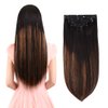 Real Clip in Hair Extensions Natural Black to Chestnut Brown Highlight Black 8 Pieces - Premium Double Weft Thick Remy Hair Extensions Clip in Human Hair (20" / 20 inch, (1BT6) P1B, 122 grams/4.3 Oz)