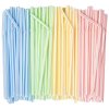 Comfy Package, Flexible Disposable Plastic Drinking Straws - 7.75" High - Assorted Colors Striped [500 Count]