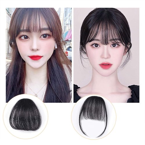 YSSZAM 1Pc Black Vigorous Hair Extension,Fashion Women Fiber Synthetic Hair Clip on Air Bangs Hairpiece Front Fake Wigs for Girl women