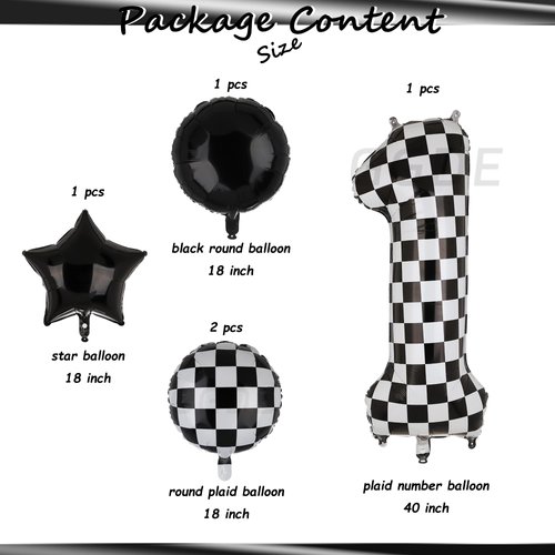 40 Inch Checkered Number Balloon 1 Black and White Race Car Birthday Balloons Baby Hippie Smile Party One Happy Dude Balloons Shower Boys 1st Birthday Race Car Theme Party Decor Supplies 5 Pcs