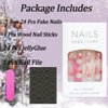 24Pcs Christmas Snowflake Press on Nails Short Square Fake Nails Glitter Snowflake Design French Tip with Rhinestones Holiday Nail Decor Winter Holiday False Nails Xmas Stick on Nails for Women