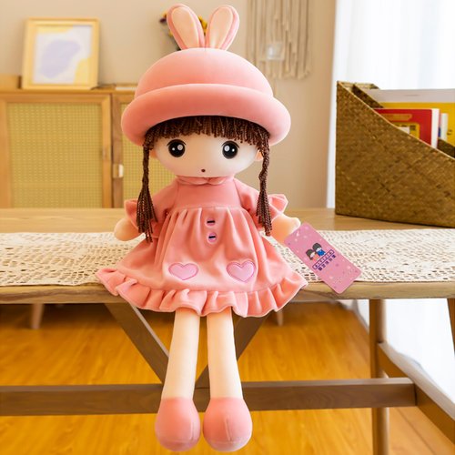 SMY LINUUE Cute Princess Plush Toy Stuffed Plush Doll Soft Throw Pillow 17.5 Inch,Gift Girl Cute Plush Birthday Gift Party Cartoon Plush Toy Decoration for Kids and Girls (Pink)
