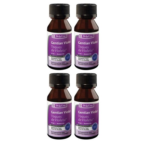 De La Cruz Gentian Violet - Violeta de Genciana - Tincture of Violet 1% First Aid Antiseptic, 1 FL OZ (4 Bottles)