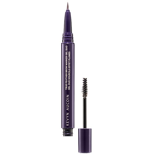 Kevyn Aucoin True Feather Brow Marker Gel Duo, Brunette: Dual-ended. Shapes, defines + sets brows for full, natural finish. Precise makeup brush tip. Invisible gel formula creates flexible hold.
