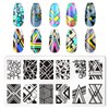 KAAGEE 5Pcs Nail Stamping Plates Plaid Nail Stamps Nail Art Stamping Plates Geometry Nail Stencils Nail Plate Template Nail Art Stamping Kit Nails Accessories with 1 Nail Stamper, 1 Scraper