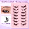 Lashes Wispy Cat Eyelashes Natural Look 15MM Cat Eye Lashes 3D Volume False Lashes with 0.1MM Thin Band C Curl Strip Lashes Pack Fake Eyelashes Wedding Lashes 7 Pair EVENTILL