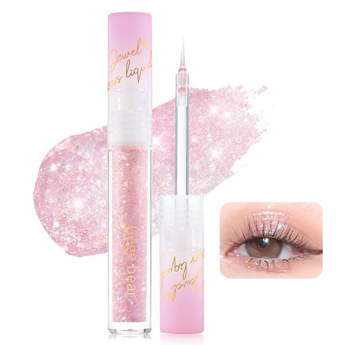 Erinde Jewel Tears Liquid Glitter Eyeshadow, Twinkle Shimmer Eye Shadow Eyeliner, Long Lasting, Quick Drying, Multi-Dimensional Sparkle Finish, Loose Glitter Glue for Crystal Korean Eye Makeup, 06#
