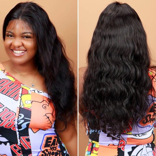 H&W Wigs Body Wave Lace Front Wigs Human Hair Pre Plucked Glueless 13x4 Lace Frontal Wigs Human Hair with Baby Hair 150% Density Natural Black Hair Color for Women 26 inch