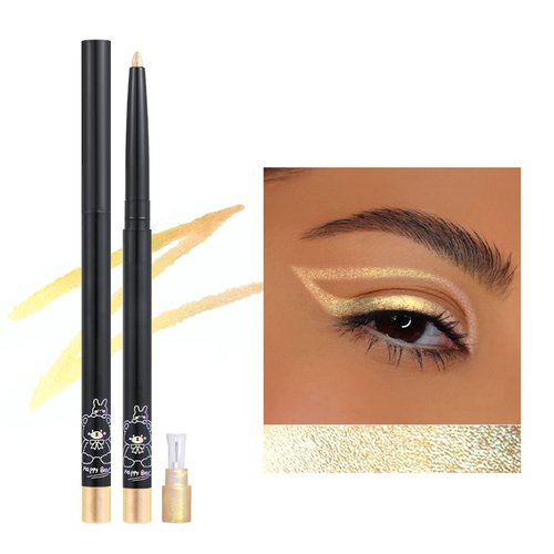 Erinde Multichrome Gel Eyeliner Pencil, Glitter Metallic Intense Color Shifting Colorful Eye Liner Eyeshadow Makeup, Long-Lasting, Smudge-proof, Waterproof, Gold Shifting Gel Liner, 01#