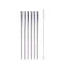 BambooMN Reusable Stainless Steel Metal Drinking Straws - 8.5" Thick Straight Straws w/ 1x Cleaning Brush - 6 Pack