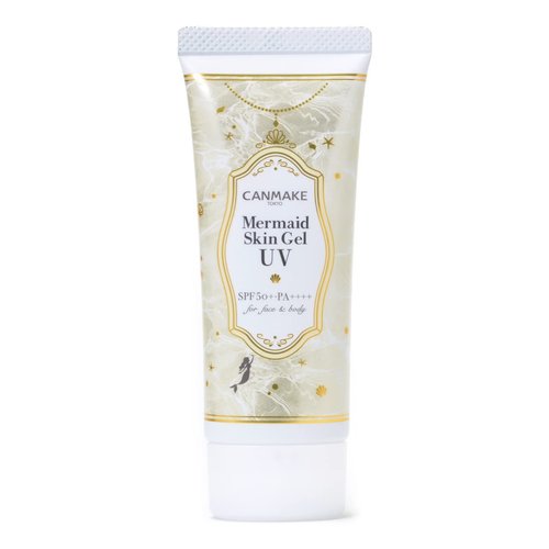 Canmake Mermaid Skin Gel 1.4 oz (40g) Sunscreen, Off with Face Wash (C02 Sunny Yellow (Vitamin C Derivative))
