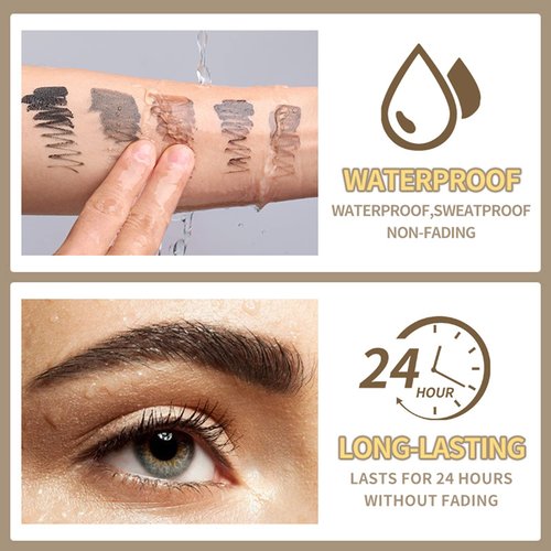 Waterproof Liquid Eyebrow Gels, Smudge-Proof, Sweat Resistant, Full Natural-24Hours Long Lasting Tinted Makeup Color Gel with Brow Pen…(BLACK-BROWN)