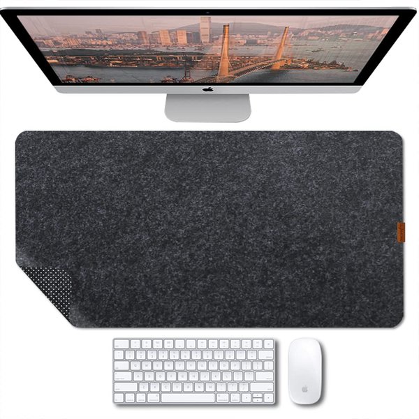 Felt Desk Mat,Non-Slip Mouse Pad, 27.5"x11.8" Office Supplies Desk Protector, Desk Accessories for Home and Office (Black)