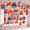 30 Pieces Fire Truck Hanging Swirl Decorations Firetruck Birthday Decorations Swirls Firefighter Party Favors Fire Truck Party Hanging Swirls for Fireman Theme Birthday Baby Shower