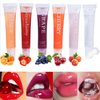 Joyeee 6Pcs Lip Glow Oil Wet, Hydrating Candy Lip Gloss Flavoring Oil Kit, Transparent Clear, Pink Peach, Nude Orange, Red Strawberry, Candy Grape Lip Gloss Lip Tinted Oil Color for Teen Girls