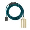 Globe Electric 69997 Emile 1-Light Plug-in Exposed Pendant, 15-ft Teal Cloth Cord, in-Line On/Off Rocker Switch, Brass Socket, 180, Bulb Not Included