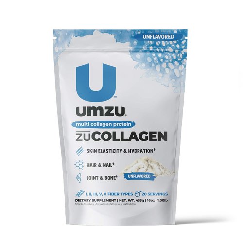 UMZU ZuCollagen Hydrolyzed Protein Powder | 5 Collagen Peptide Types for Healthy Hair, Skin, Nails, Joints & Gut | Low Calorie, High Protein (20g Protein per Serving | Unflavored)
