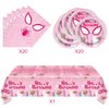 Pink Spider Party Tableware, Spider Pink Ghost 20 Plates 20 Paper Napkins and 51''x86'' Tablecloth，Super Girl Hero Birthday Party Supplies