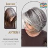 Jolelyne Short Dark Gray Bob Wigs Wavy Layered Bob Wig with Curtain Bangs for Women Synthetic Highlight Sliver Ombre Grey Bob Wig Pixie Cut Wig Gray Hair Wigs for Women Black Mixed Gray Wavy Wig