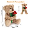 Bakalizoo 12'' Stuffed Teddy Bear Dolls with Rose, Soft Plush Animal Toys for Valentine's Day Her/Girlfriend Lover Mom Kids Gifts