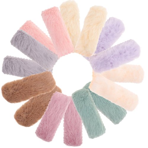 COHEALI 16pcs Plush Snap Hair Clips Rectangle Hair Barrettes Candy Color Hairpin Hair Accessories for Girl Women Mixed