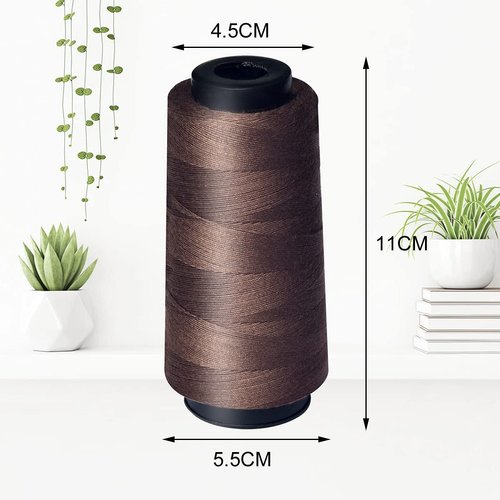 4 Rolls Sewing Threads Using for Hand Sewing,Hair Extensions,Making Wigs DIY(Dark Brown Series)