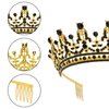 GAFATORY Black Gold Birthday Queen Crown and Sash Birthday for Women Birthday Crowns Decorations Birthday Tiara and Sash for Women Princess Tiara with Comb Princess Crown Girl Tiara Party for Girls