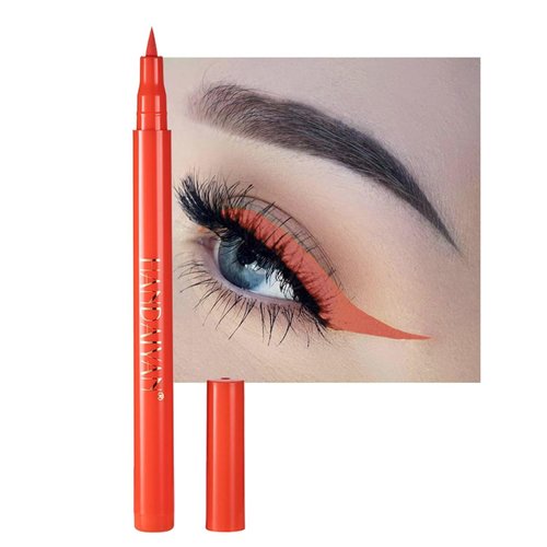 Liquid Matte Eyeliner, Rainbow ColorfulNeon Eyeliner Pencil Pigmented Waterproof Smudgeproof Long Lasting Gel Eye Liner Pen Christmas Halloween Makeup Gift Kit for Women (Orange#2)