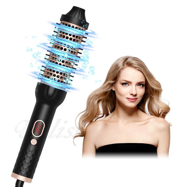 Rose Romee Thermal Brush, Heated Round Brush, 1 1/2 inch Hot Round Brush Curling Iron with Ceramic Tourmaline and PTC Heater, Detachable Brush Head with Dual Voltage for Travel