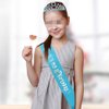 Yijunmca Blue 8th Birthday Sash for Girls Birthday Princess Crown Queen Tiara Rhinestone Birthday Headbands Birthday Girl Sash Happy Birthday Decorations for Girls 8 Year Old Birthday Party Supplies