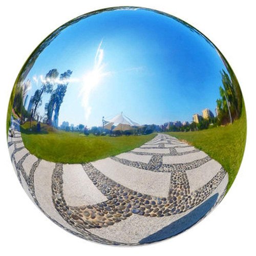 HomDSim 8 inch Gazing Globe Mirror Ball,Polished Reflective Smooth Garden Ball Sphere,Colorful and Shiny Addition to Any Garden or Home Decoration,Silver Stainless Steel