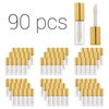 YIPINER Case of 90 packs, Empty Plastic Clear Lip Gloss Tubes Lip Balm Bottle Container Gold Transparent 1.2ML Makeup Tool for Women (90 pcs, Gold)