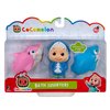 CoComelon Official Bath Squirters, Featuring JJ Character Toy (4” Tall) and 2 Sharks (4” Wide), Bath Time Fun Playset - Character Toys for Babies, Toddlers, and Kids