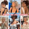 Ponytail Extension, 9 Inch Loose Short Curly Pony Tails Hair Extensions, Wavy Ponytail Hairpieces for Women (Light Brown Mixed Blonde)