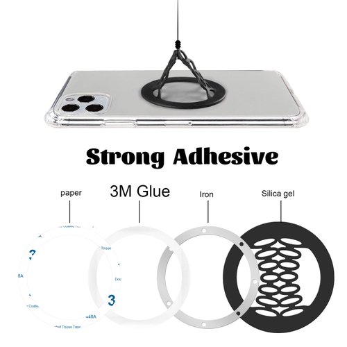 YINGMORE Phone Grip Strap Holder Silicone Cell Phone Gripper for Back of Phone Finger Holder for Hand, Compatible with iPhone, Samsung, Android Smart Phone, 2pcs (Black/Grey)