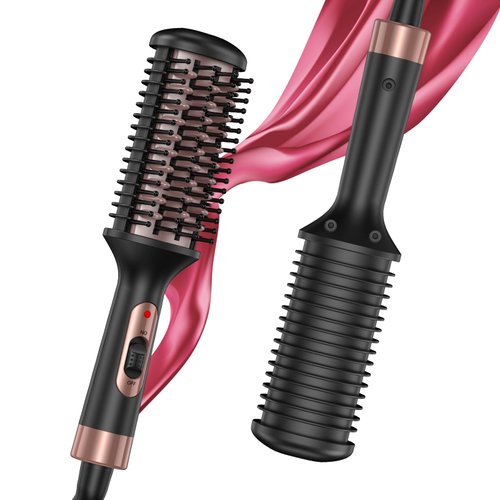 Hair Straightener Brush, Mini Brush Straightener for Women, 360°F Constant Temperature Portable Hair Straightener, Travel Hair Straightener, Anti Frizz Heated Hair Brush for All Hair Types (Black)